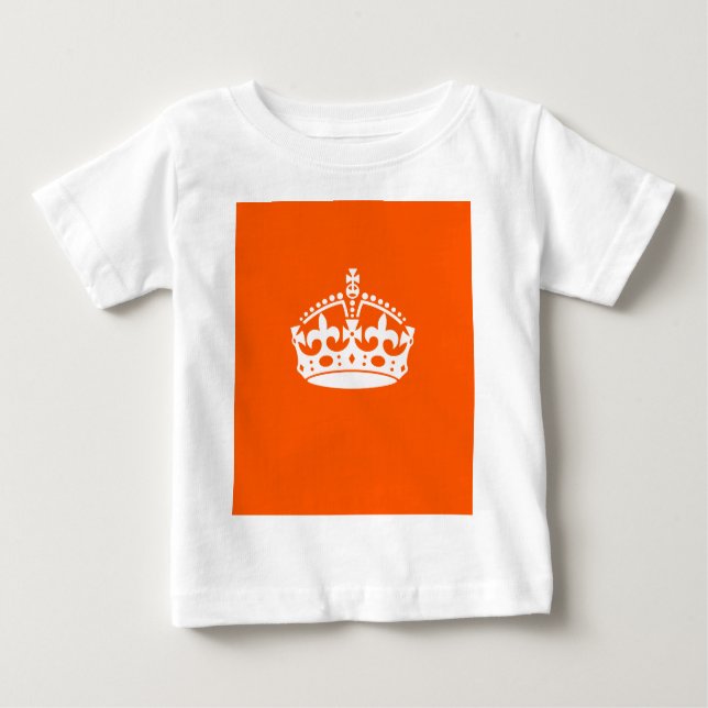 KEEP CALM CROWN Icon on Orange Customise This Baby T-Shirt (Front)