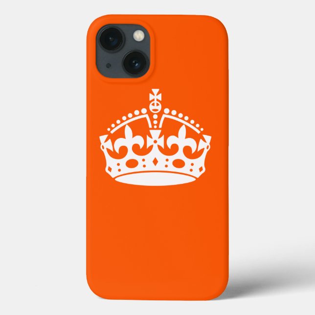 KEEP CALM CROWN Icon on Orange Customise This Case-Mate iPhone Case (Back)