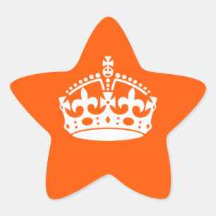 KEEP CALM CROWN Icon on Orange Customise This Star Sticker
