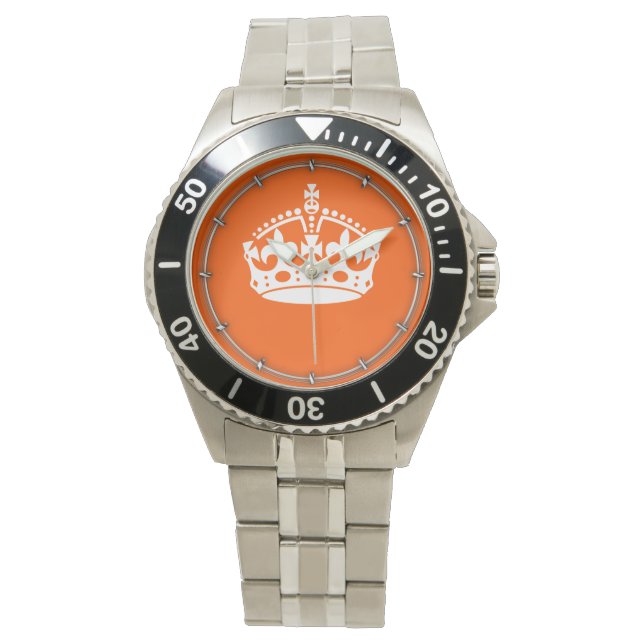 KEEP CALM CROWN Icon on Orange Customise This Watch (Front)