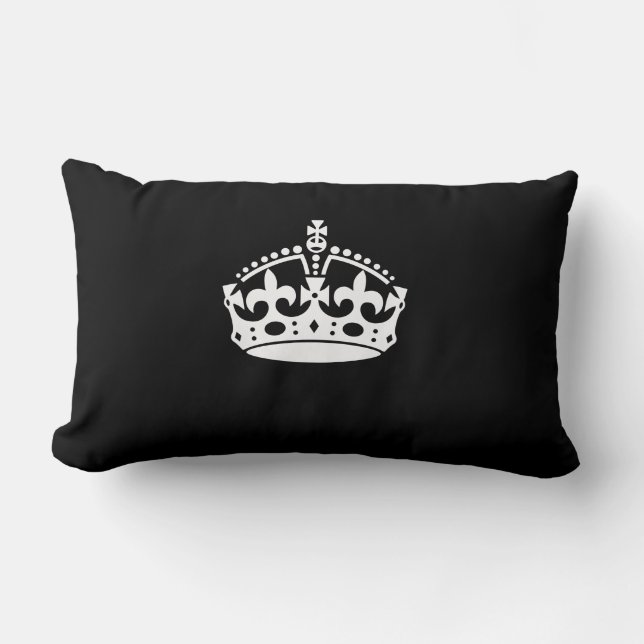 KEEP CALM CROWN on Black Decor Lumbar Cushion (Front)