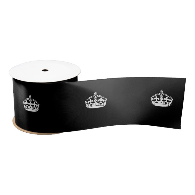 Keep Calm Crown on Black Satin Ribbon (Spool)