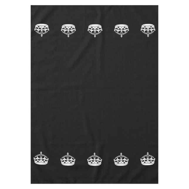 Keep Calm Crown on Black Tablecloth (Front)