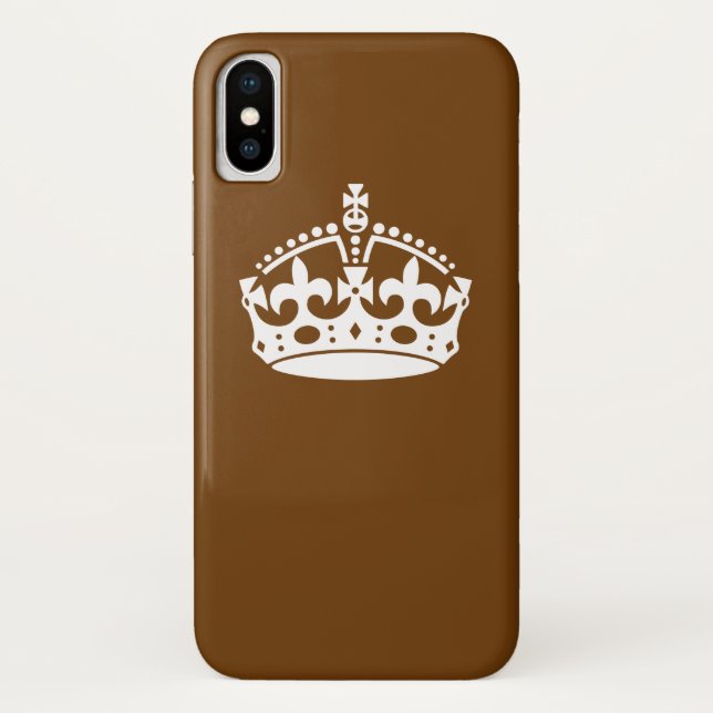 Keep Calm Crown on Brown Decor Case-Mate iPhone Case (Back)