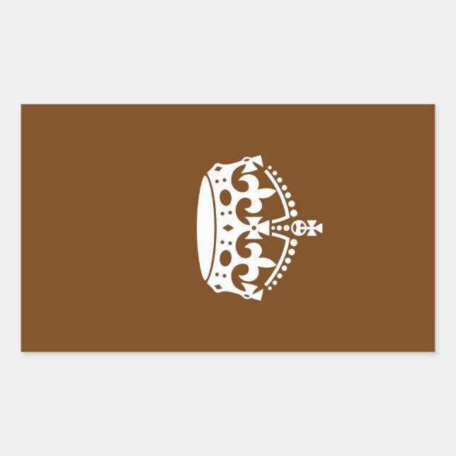 Keep Calm Crown on Brown Decor Rectangular Sticker (Front)