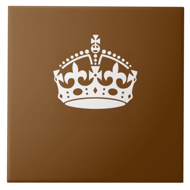 Keep Calm Crown on Brown Decor Tile (Front)