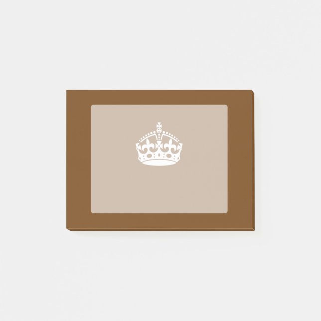 Keep Calm Crown on Brown Post-it Notes (Front)