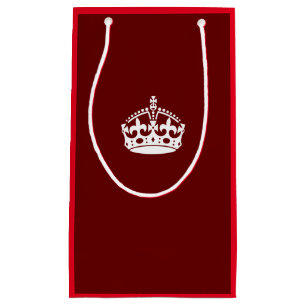 Keep Calm Crown on Burgundy Red Decor Small Gift Bag