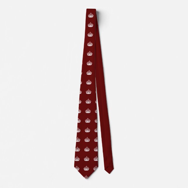 Keep Calm Crown on Burgundy Red Tie (Front)