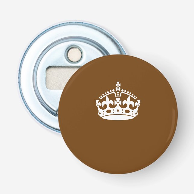 Keep Calm Crown on Chocolate Brown Bottle Opener (Front)