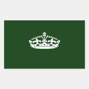 KEEP CALM CROWN on Forest Green Customise This Rectangular Sticker