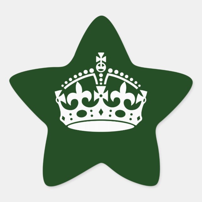 KEEP CALM CROWN on Forest Green Customise This Star Sticker (Front)