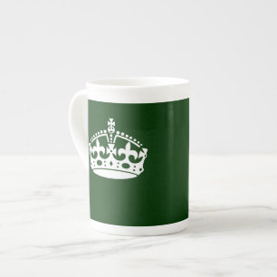 Keep Calm Crown on Forest Green Decor Bone China Mug