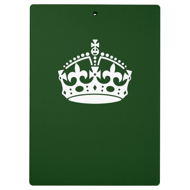 Keep Calm Crown on Forest Green Decor Clipboard (Back)