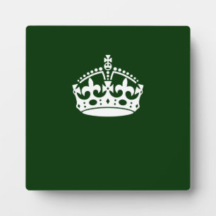 Keep Calm Crown on Forest Green Decor Plaque