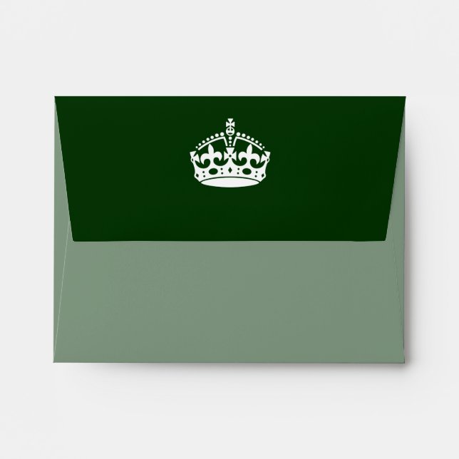 KEEP CALM CROWN on Green Customise This Envelope (Back (Top Flap))