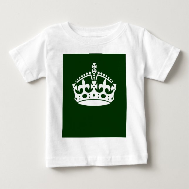 Keep Calm Crown on Green Decor Baby T-Shirt (Front)