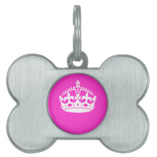 KEEP CALM CROWN on Hot Pink Customise This! Pet Name Tag