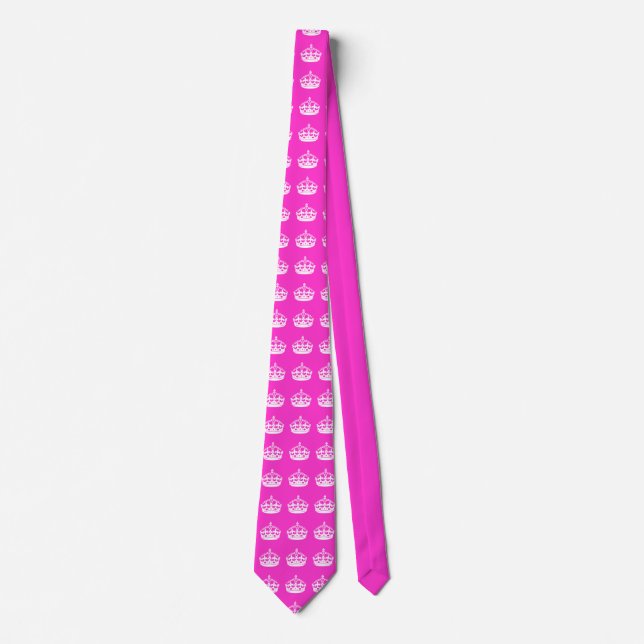 KEEP CALM CROWN on Hot Pink Customise This! Tie (Front)