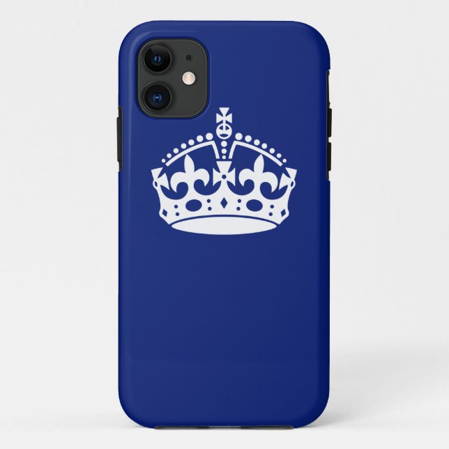 Keep Calm Crown on Navy Blue Colour Case-Mate iPhone Case (Back)