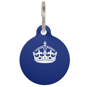 Keep Calm Crown on Navy Blue Colour Pet Tag