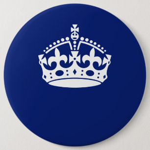 Keep Calm Crown on Navy Blue Decor 6 Cm Round Badge