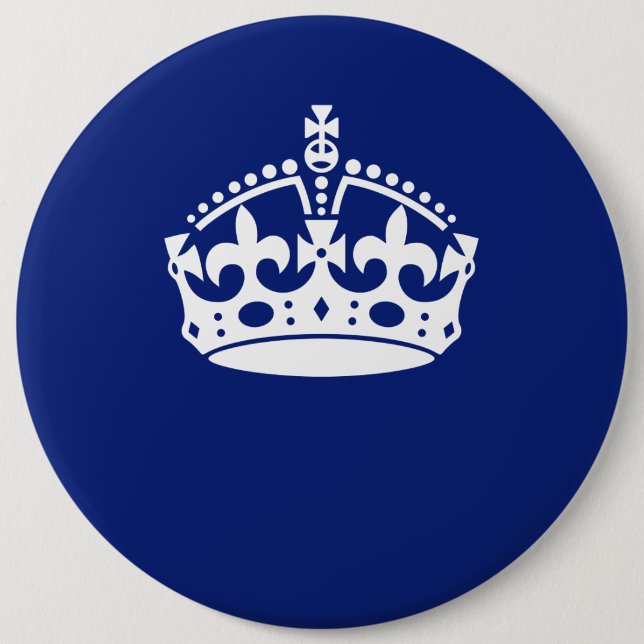 Keep Calm Crown on Navy Blue Decor 6 Cm Round Badge (Front)