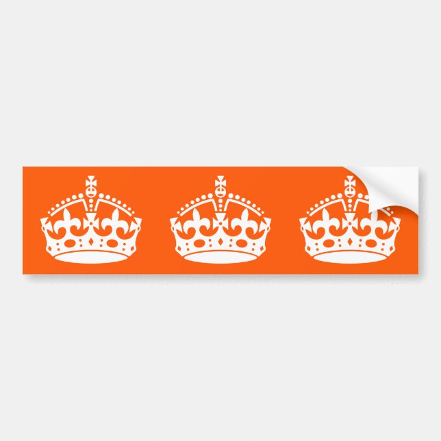 KEEP CALM CROWN on Orange Customise it Bumper Sticker (Front)