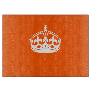 KEEP CALM CROWN on Orange Customise it Cutting Board