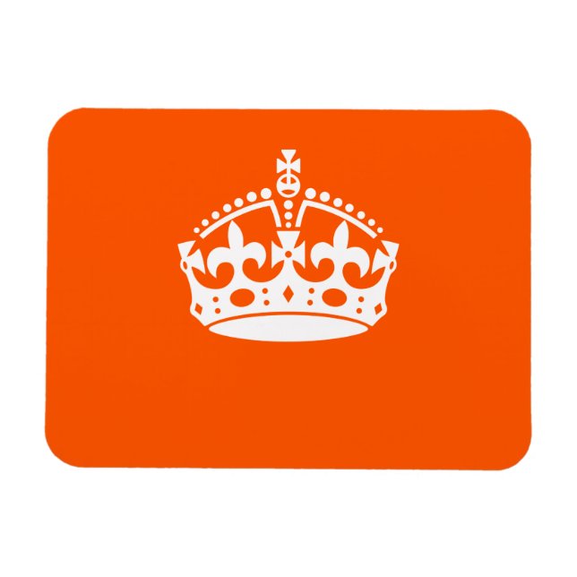 KEEP CALM CROWN on Orange Customise This Magnet (Horizontal)
