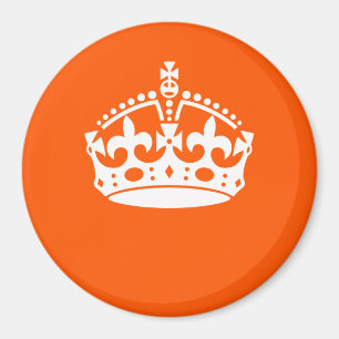 KEEP CALM CROWN on Orange Customise This Magnet