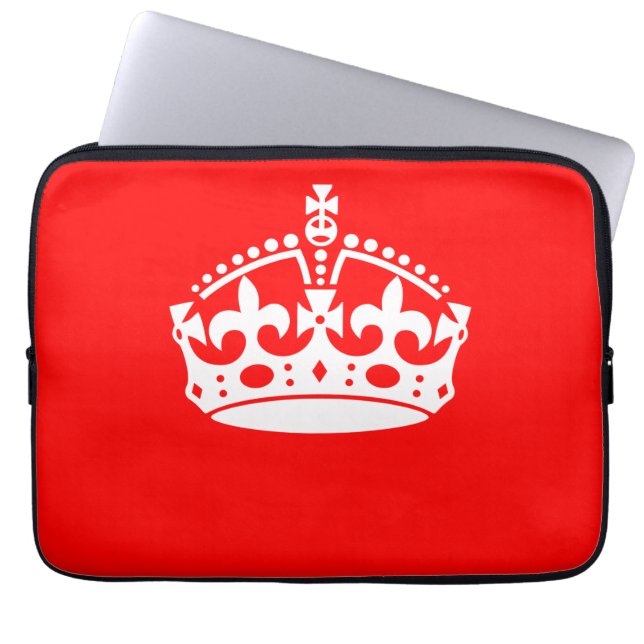 KEEP CALM CROWN on Red Customise This! Laptop Sleeve (Front)