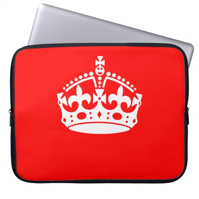 KEEP CALM CROWN on Red Customise This! Laptop Sleeve (Front)