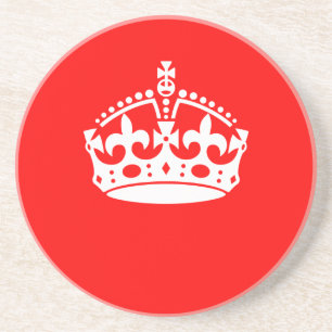 KEEP CALM CROWN on Red Decor Coaster
