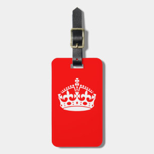 KEEP CALM CROWN on Red Decor Luggage Tag