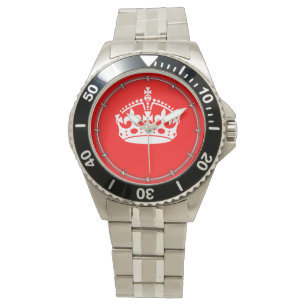 KEEP CALM CROWN on Red Decor Watch