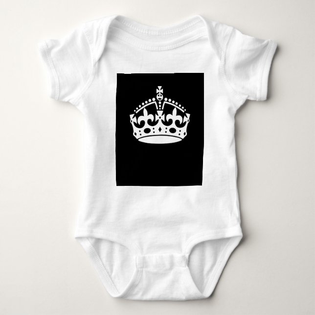 Keep Calm Crown on Solid Black Baby Bodysuit (Front)