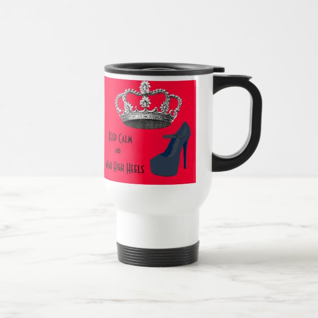 Keep Calm Crown Red Background Travel Mug (Right)