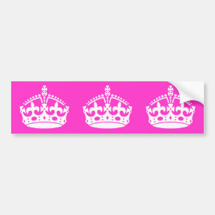 KEEP CALM CROWN Royal Icon on Pink Customise it Bumper Sticker
