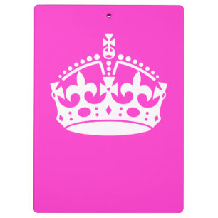 KEEP CALM CROWN Royal Icon on Pink Customise it Clipboard