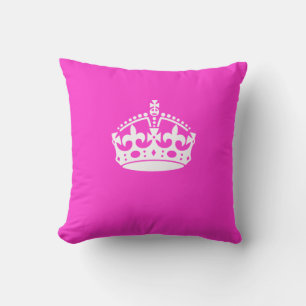 KEEP CALM CROWN Royal Icon on Pink Customise it Cushion