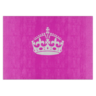 KEEP CALM CROWN Royal Icon on Pink Customise it Cutting Board