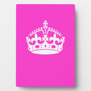 KEEP CALM CROWN Royal Icon on Pink Customise it Plaque
