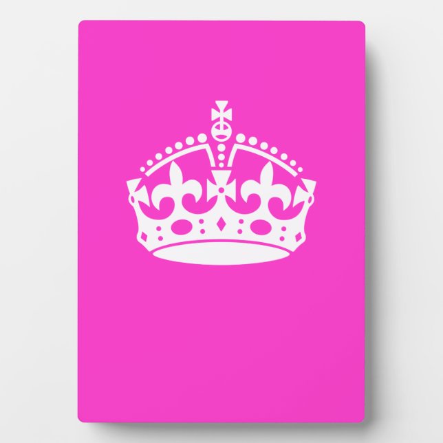 KEEP CALM CROWN Royal Icon on Pink Customise it Plaque (Front)