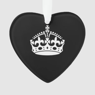KEEP CALM CROWN Symbol on Black Ornament