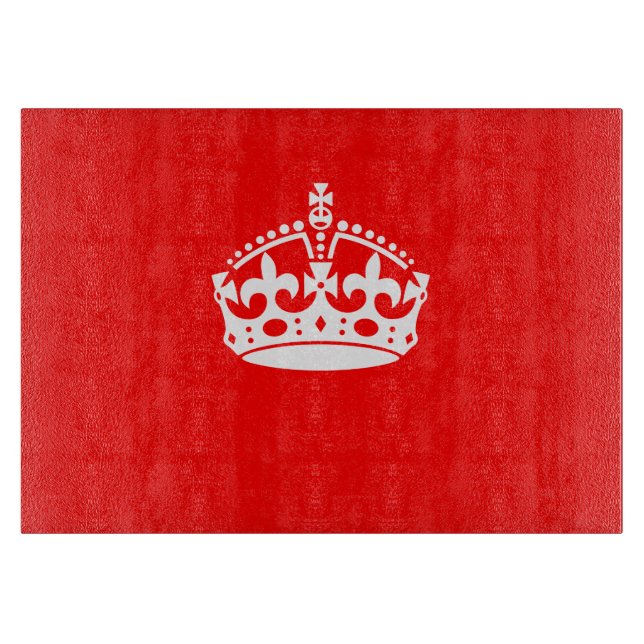 KEEP CALM CROWN Symbol on Fire Red Customise it Cutting Board (Front)