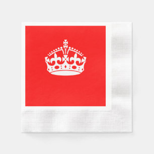 KEEP CALM CROWN Symbol on Fire Red Customise it Napkin