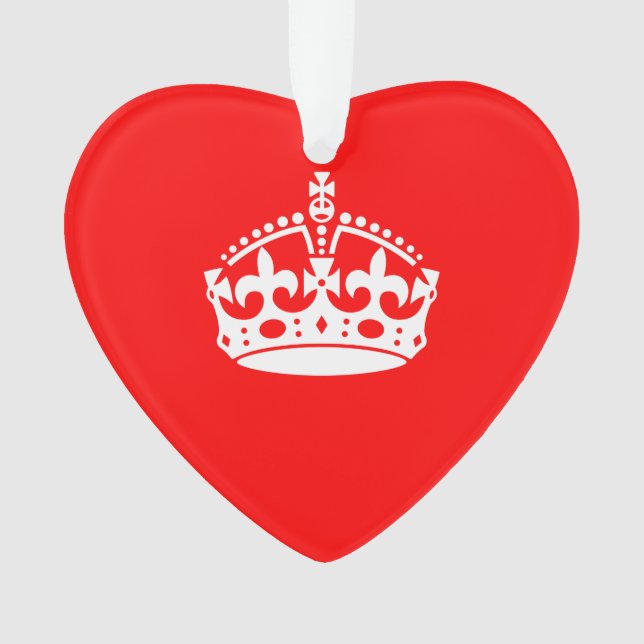 KEEP CALM CROWN Symbol on Fire Red Customise it Ornament (Front)