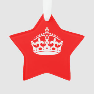 KEEP CALM CROWN Symbol on Fire Red Customise it Ornament