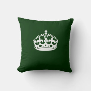 KEEP CALM CROWN Symbol on Green Decor Cushion